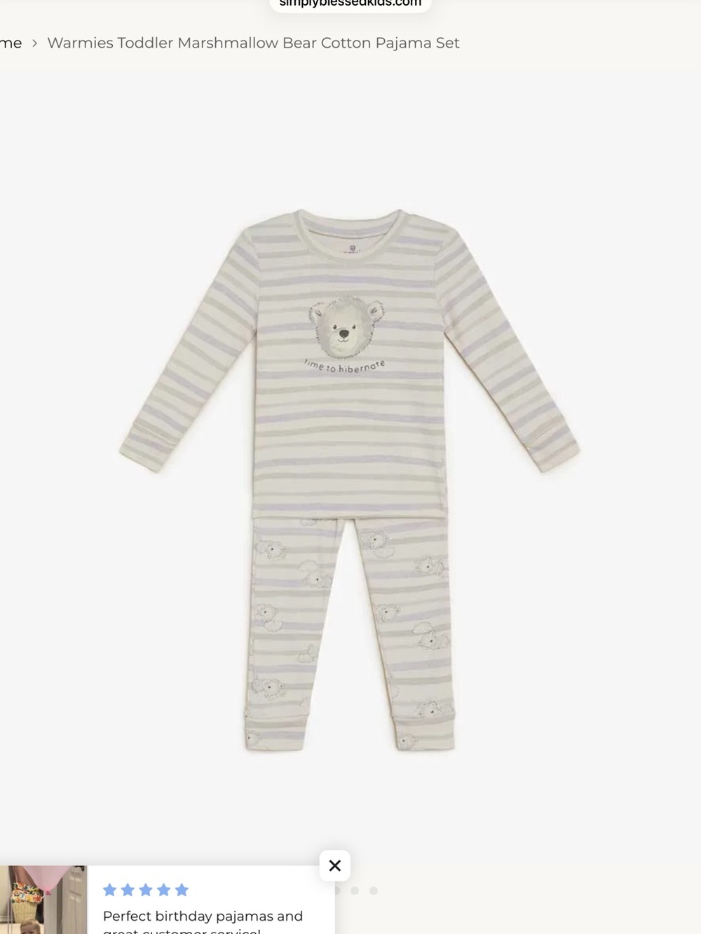 New Warmies  4T Long Sleeve Striped Pajama Top - Lavender & Grey Sheep Motif